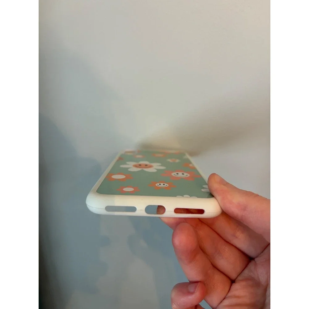 iPhone XS Max Phone Case Unisex XS Max Sage Green Retro Daisy Smiley Face Case